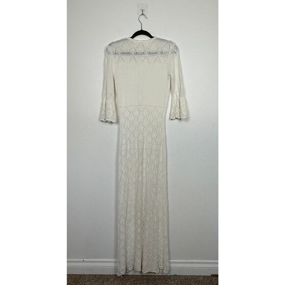 Jen's Pirate Booty Crochet Knit Bell Sleeve Whimsy Classic Maxi Dress M/L - Picture 3 of 6